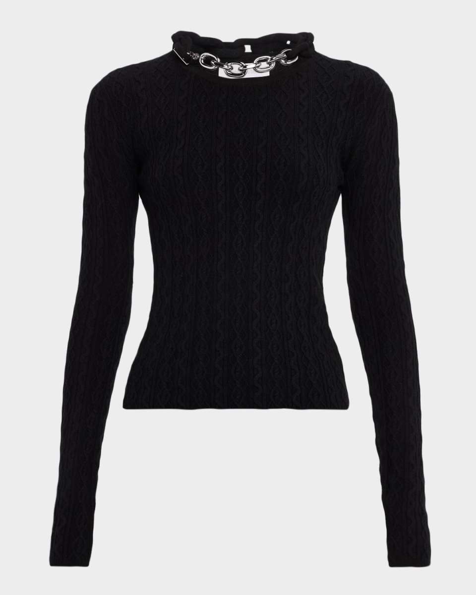 Chain-Collar Wool-Cashmere Sweat